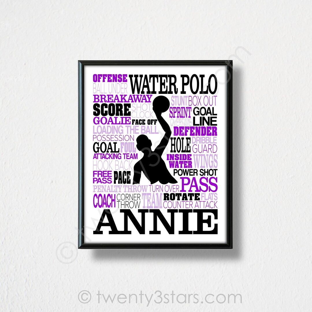 Girl's Water Polo Poster Water Polo Gift Water Polo Etsy