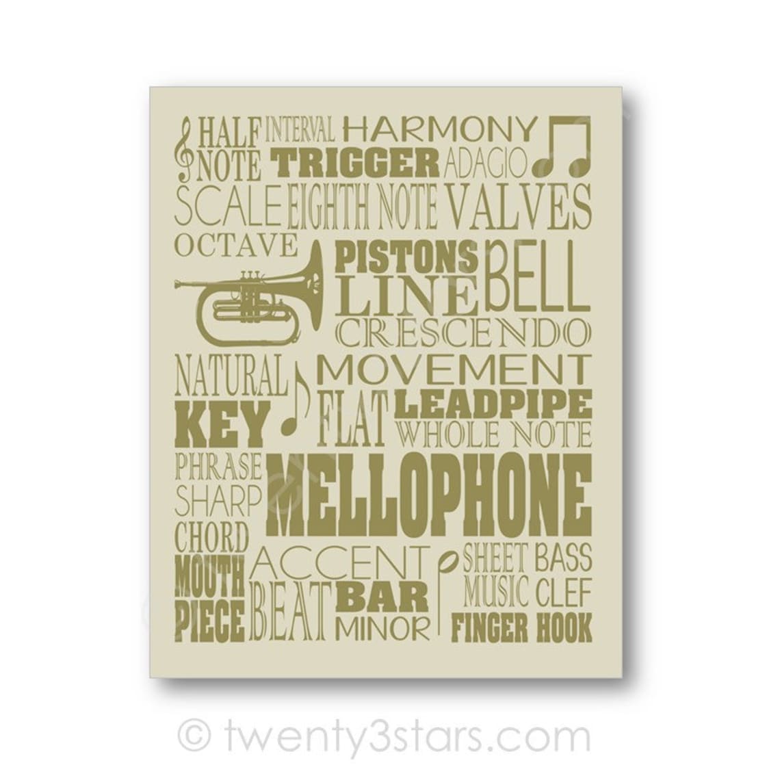 Mellophone Typography Poster Mellophone Player Gift Etsy