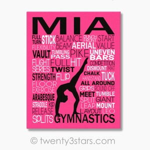 Personalized Gymnastics Poster, Gymnastics Typography, Gymnast Gift, Gift for Gymnasts, Gymnastic Team Gift, Gymnastic Art, Gymnast Print 画像 4