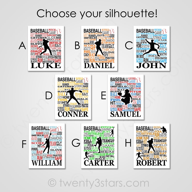 Baseball Pitcher Poster - Custom Name and Team Colors - Etsy