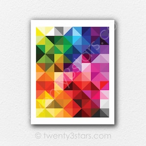 Triangles Geometric Rainbow Poster Triangular Rainbow Wall Art, Rainbow Triangle Art, Rainbow Nursery Wall Art, Colorful Art Poster