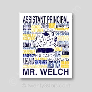 Assistant Principal Poster, Educator Gift, Gift for School Principal, Teacher Gift, Assistant Principal Word Art, Custom Principal Art Print