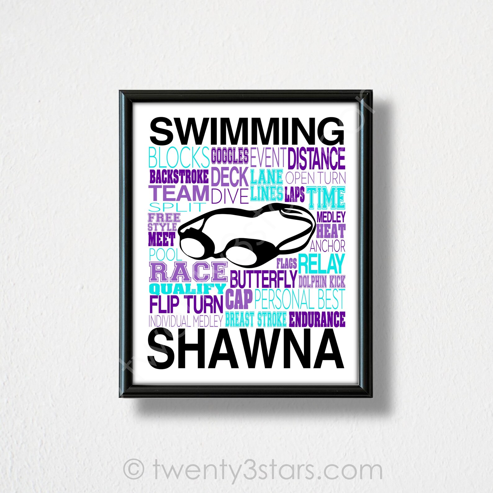 Swimming Word Art Swimmer Typography Swim Gift Gift for Etsy