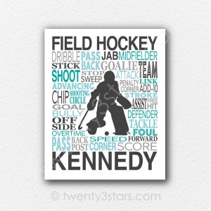 Personalized Field Hockey Goalie Word Art Print: Custom Colors