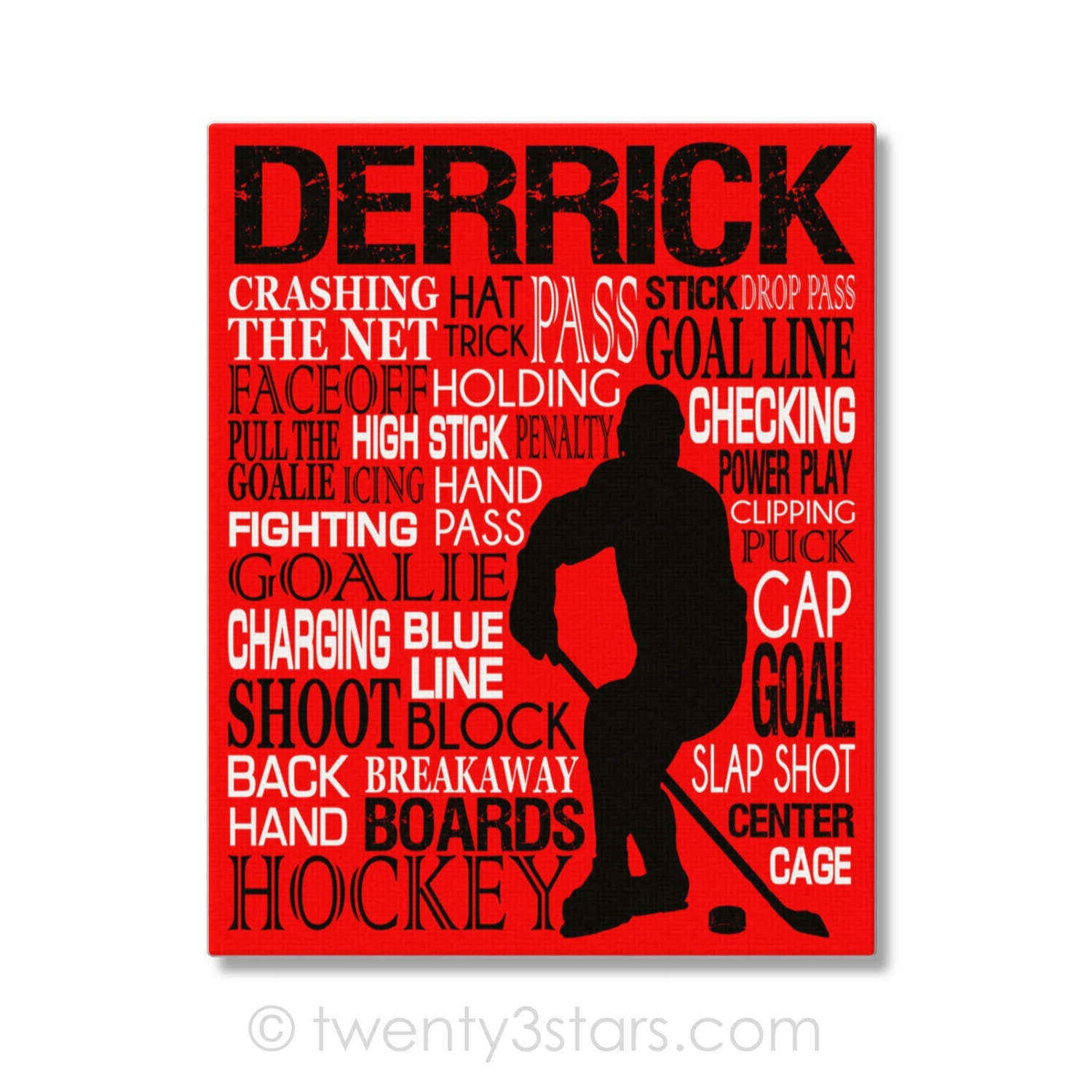 Hockey Typography Poster Print Hockey Team Gift Personalized Etsy