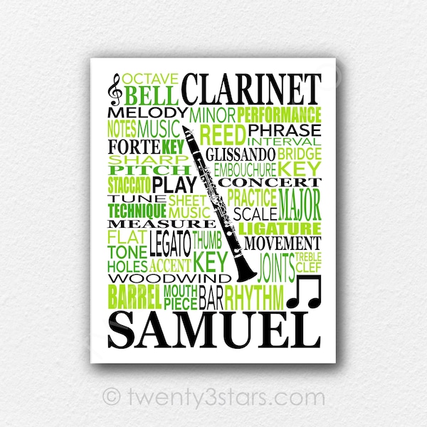 Customized Clarinet Poster Art, Clarinetist Poster, Custom Musician Gift, Personalized Clarinet Art, Clarinet Gift, Custom Clarinet Gift