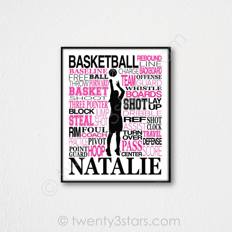 Girl's Basketball Poster, Basketball Word Art, Girls Basketball, Basketball Team Gift, Basketball Poster, Basketball Coach Gift, WBB Gifts image 4