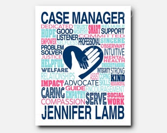 Custom Case Manager Word Art Poster: Social Worker Gift