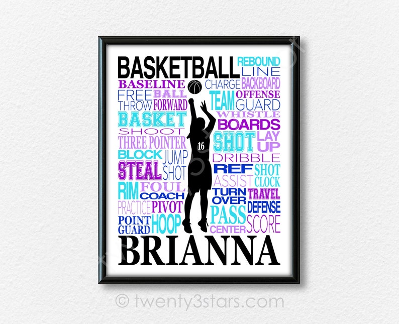 Girl's Basketball Poster, Basketball Word Art, Girls Basketball, Basketball Team Gift, Basketball Poster, Basketball Coach Gift, WBB Gifts image 10