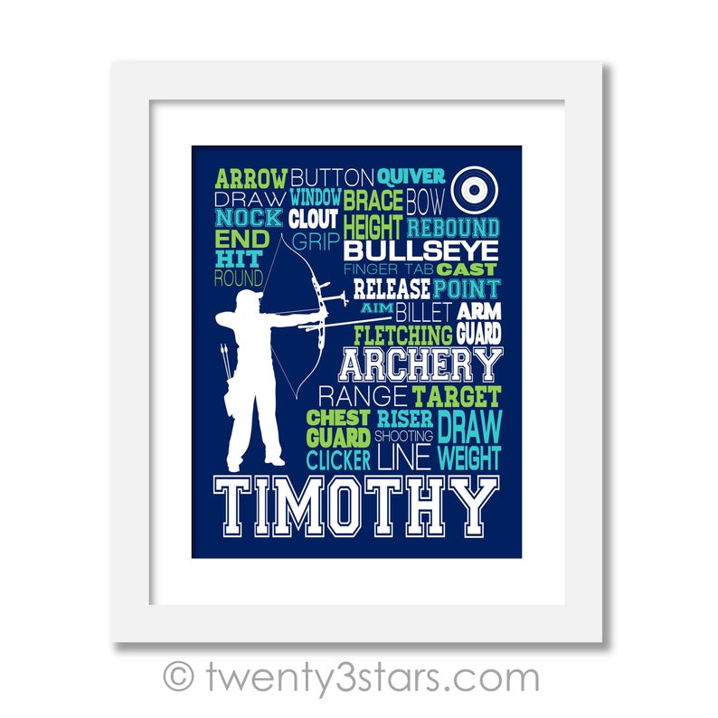 Archery Word Art Poster Gift for Archer Archery Art Print Etsy