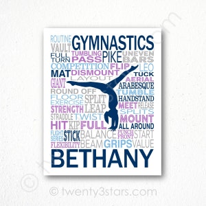 Personalized Gymnastics Word Art Print: Gymnast Gift