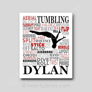 Custom Tumbling Typography Art Print: Gymnast Gift
