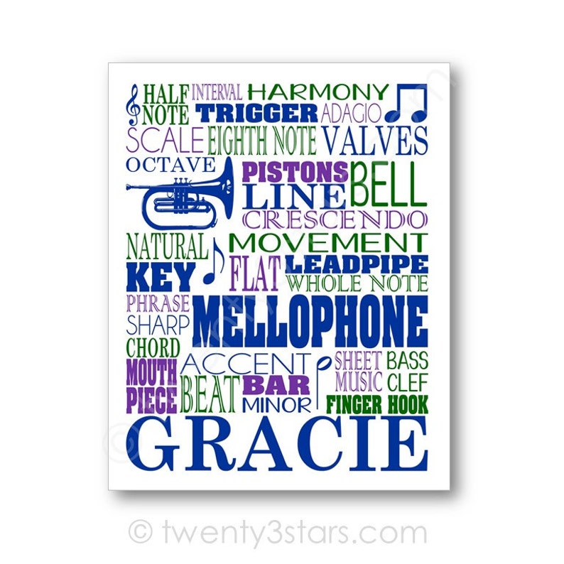 Mellophone Typography Poster Mellophone Player Gift Etsy