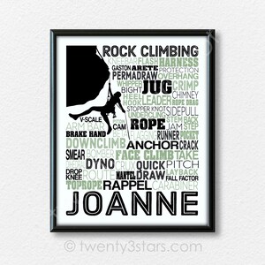 Rock Climbing Typography Poster, Mountain Climber Gift, Rock Climber Gift, Climber Poster, Gift for Rock Climber, Climbing Words Art Print image 4