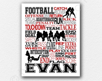 Football Team Word Art, Football Typography Poster, Football Team Gift, Football Coach Gift, Football Player Poster Art, Football Word Art