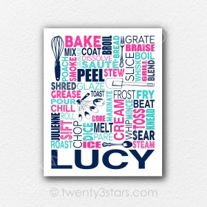 Custom Kitchen Name Poster: Chef Word Art Print