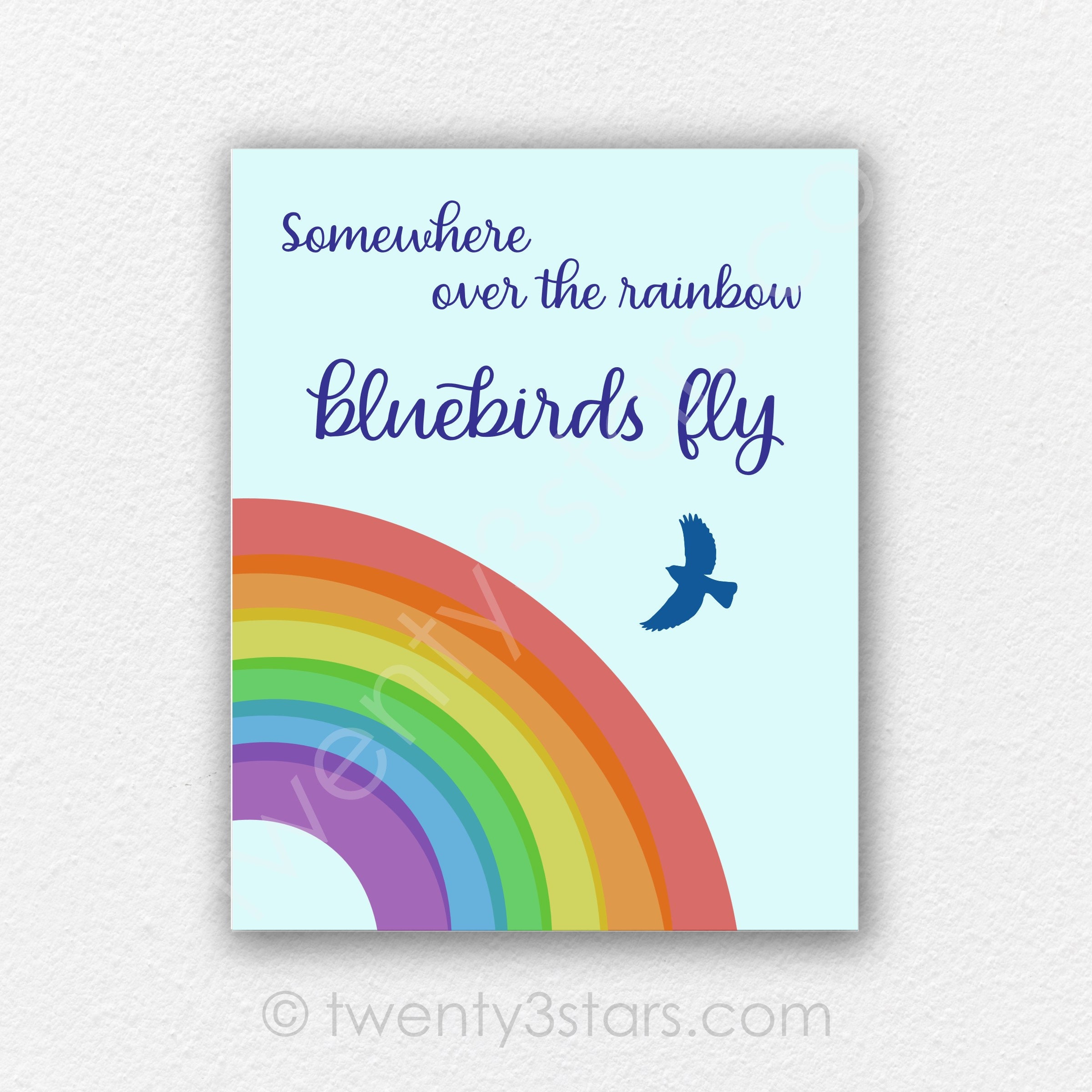 アート・デザイン・音楽 THE WHIRLING WAYS OF STARS THAT PASS Somewhere Over the Rainbow Bluebirds Fly Art, Retro Art for