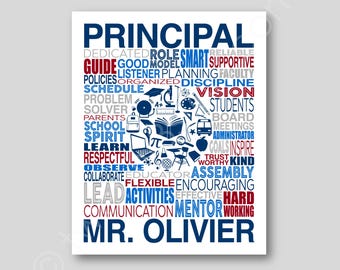 Custom Principal Word Art Poster: Personalized School Gift