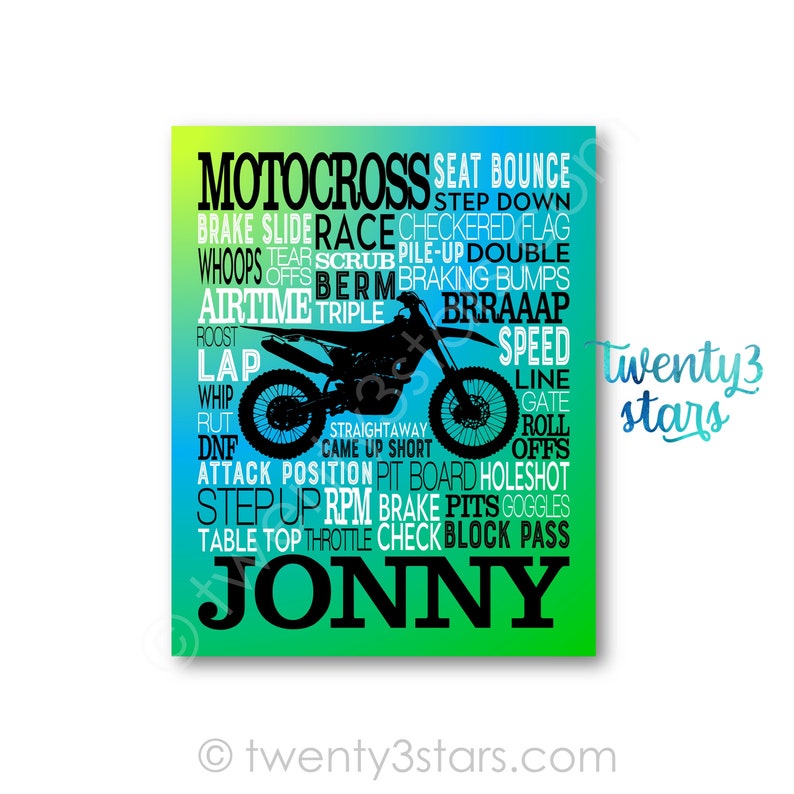 Motocross Word Art Gift for Motocross Riders Motocross Gift Etsy