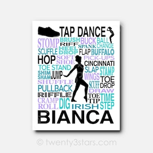 Custom Tap Dance Typography Art Poster: Gift for Dancer