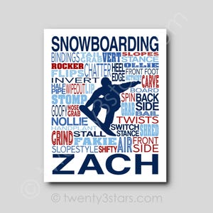 Snowboarding Typography Poster: Personalized Snow Sports Word Art