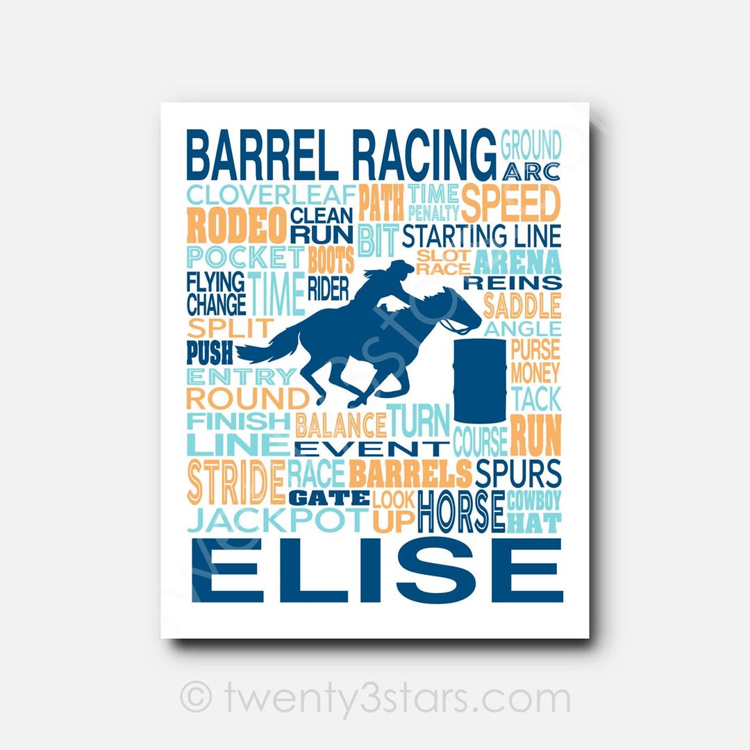 Custom Barrel Racing Art Print: Rodeo Racer Gift - Etsy