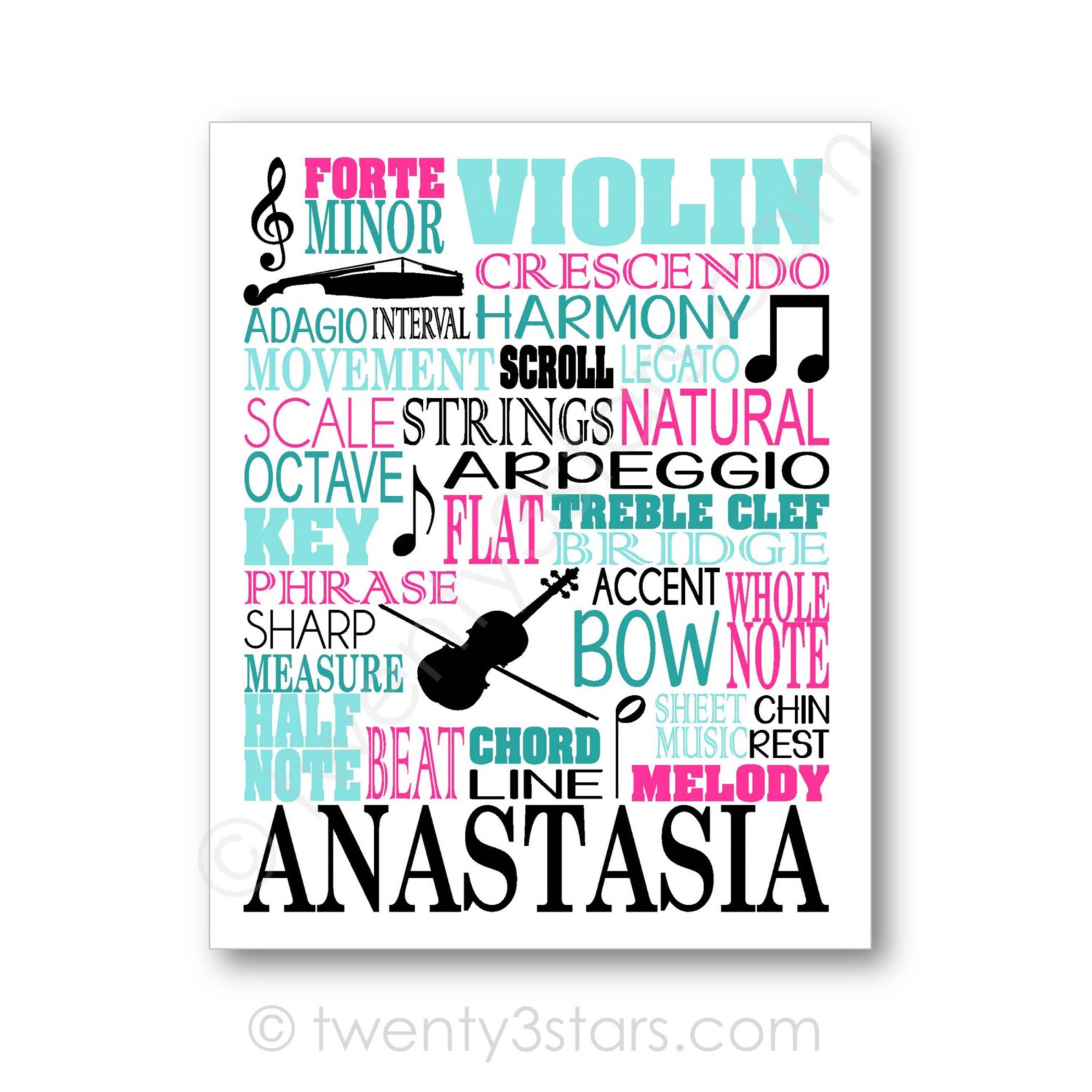 Violin Word Art Violinist Gift Orchestra Wall Art Violin Etsy