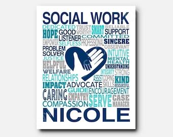 Custom Social Worker Word Art Poster: LCSW Gift, Choose Your Colors