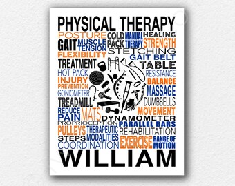 Physical Therapy Poster, Gift for Physical Therapist, PT Typography, Sports Medicine Gifts, PT Grad Gift, Dpt word art, Custom PT Poster Art