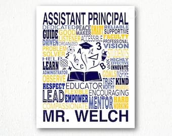 Assistant Principal Poster, Educator Gift, Gift for School Principal, Teacher Gift, Assistant Principal Word Art, Custom Principal Art Print