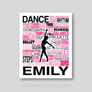 Póster de tipografía de baile, regalo para bailarín, arte para equipo de baile, regalo para equipo de baile, regalo para entrenador de baile, regalo para profesor de baile, póster de baile, regalo para bailarín