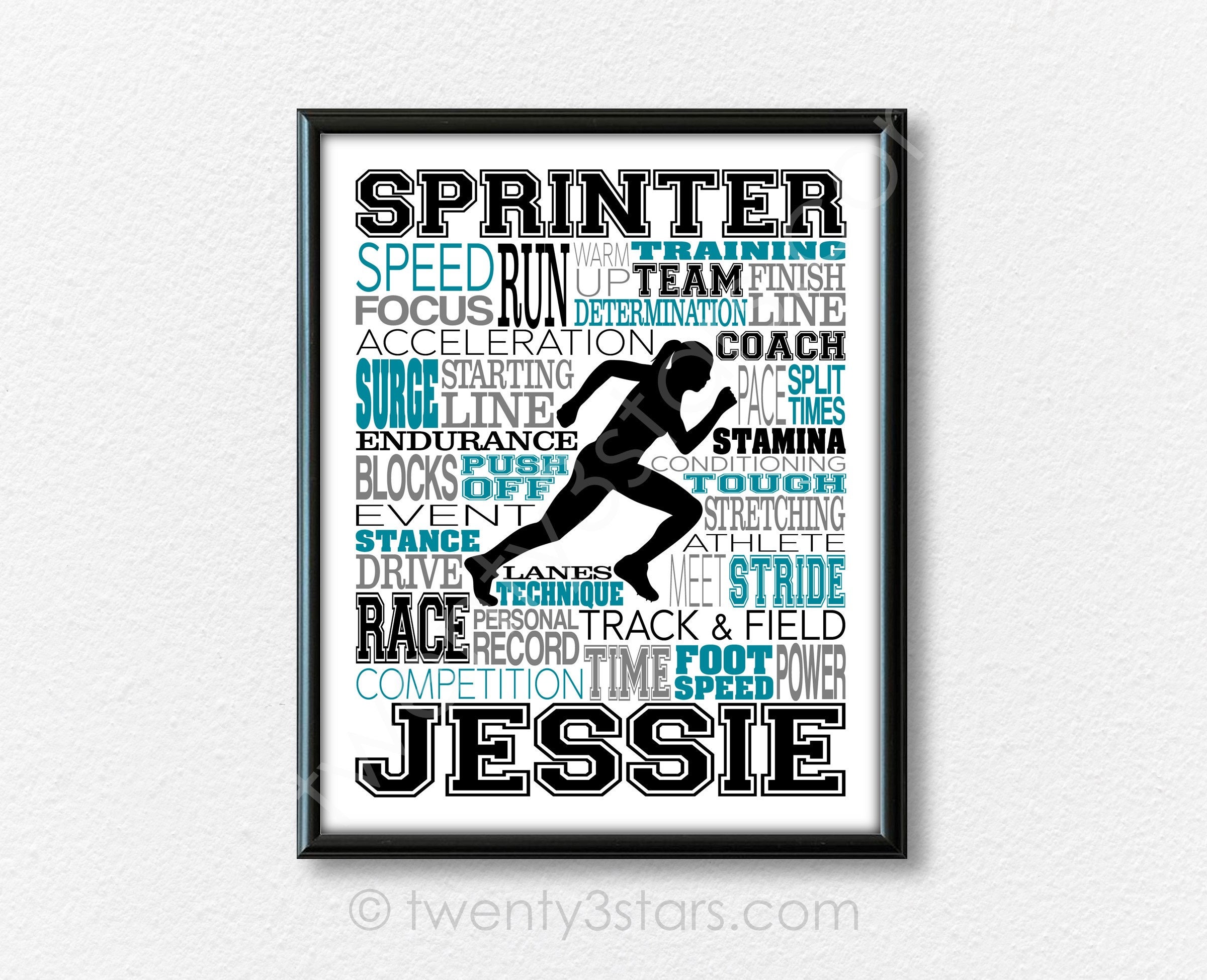 Sprinter Word Personalized Sprinter Word Art Poster: Track and Field Gift - Etsy