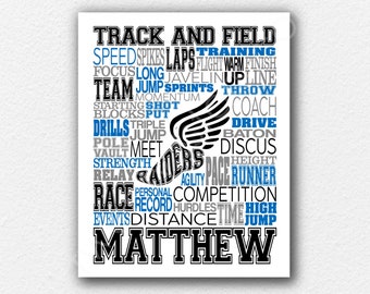 Custom Track & Field Gift, Runner's Room Art, Gift for Track Runner, Running Team Art, Track and Field Team Gift, Custom Track Coach Gift