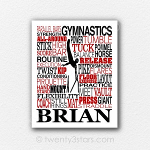 Men&#39;s Gymnastics Art Print: Personalized Gymnast Gift