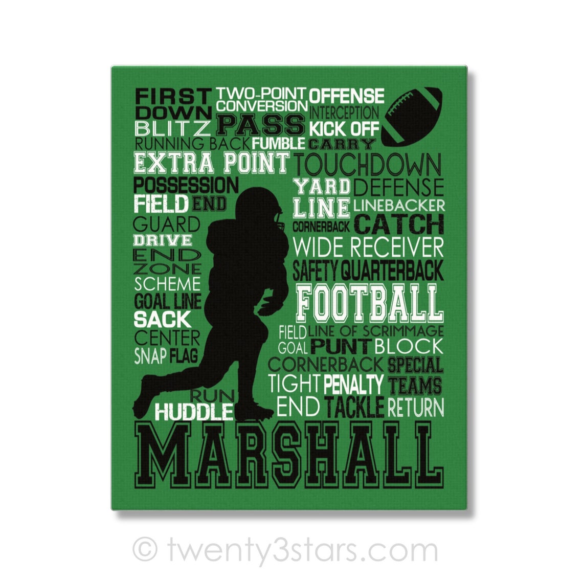 Football Running Back Art Football Typography Poster Etsy