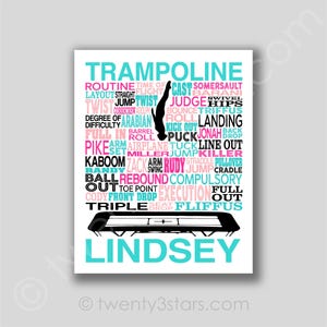 Trampoline Word Art, Trampoline Gymnast Gift, Gift for Trampoline, Trampolinist Gift, Trampoline Typography Print, Trampoline Typography Art