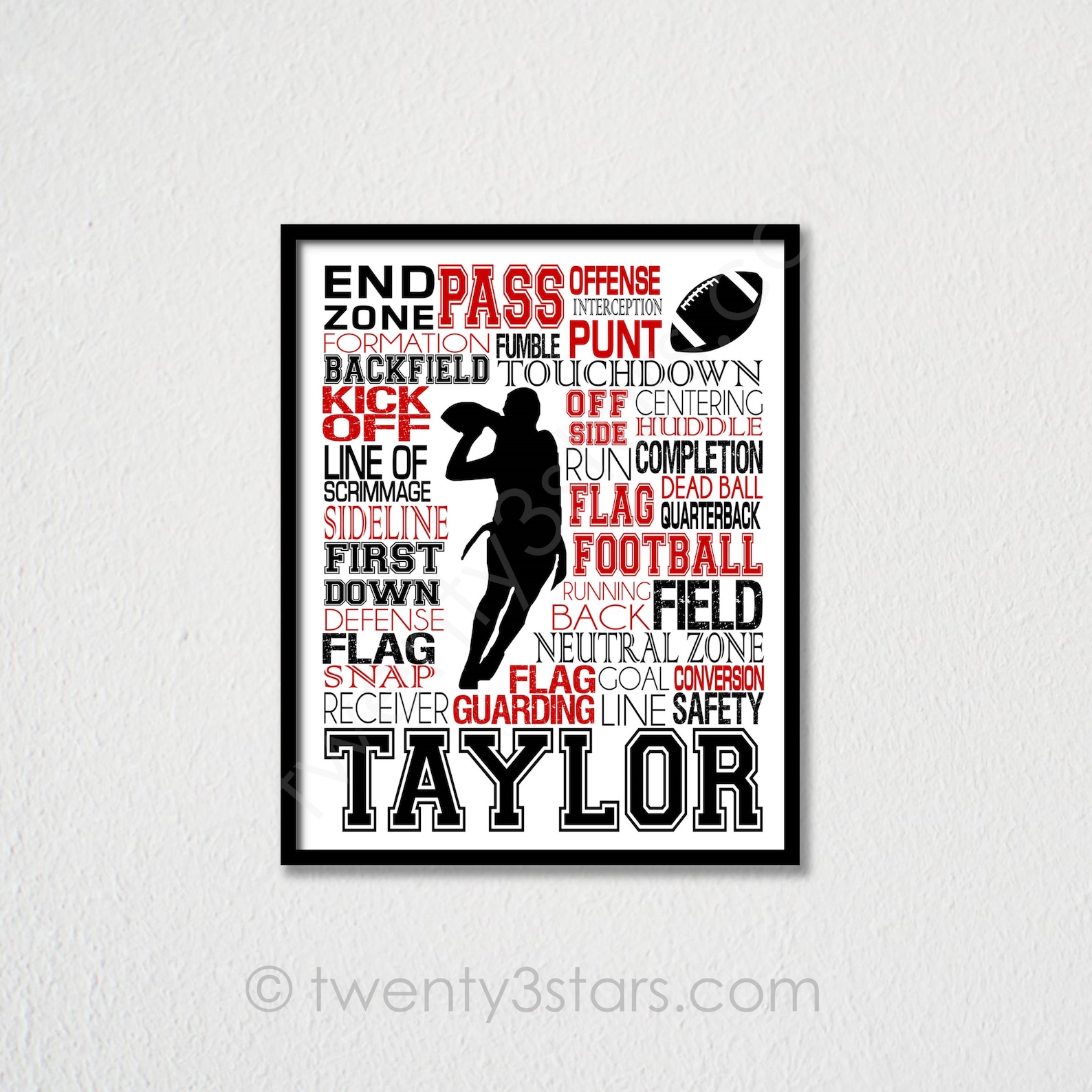 Football Kicker Art, Football Typography Poster, Football Team Gift