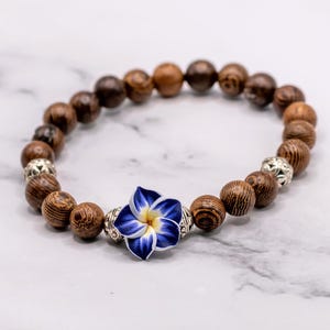 Hawaiianische Hibiskus Holz Stretch Armband