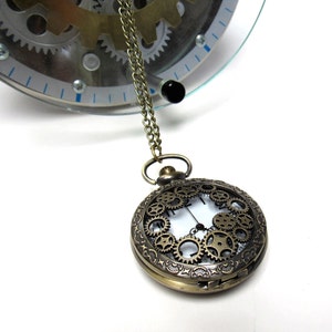Steampunk Pocket Watch Jewelry with 30 inch Brass Chain Antique Industrial Gears Working Large Wholesale Jewelry Supplies CrazyCoolStuff image 2