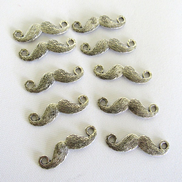 Silver Mustache Pendant Connector Focal Steampunk Geek Wild West Large Charm Curiosity Humor Novelty Wholesale Jewelry Supplies CrazyCoolSt