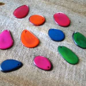 Tagua Nut Beads Slices Drops Pendants Blue Green Assorted Natural Ecofriendly Materials Mix image 2