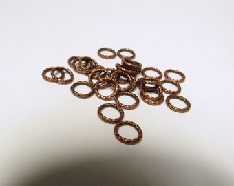 Copper Jump Rings (100) 8mm Antique Fancy Twist Jumprings Plated Strong 16 Gauge Wholesale Jewelry Supplies Supply Bulk CrazyCoolStuff