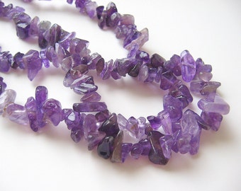 WHOLESALE Two Amethyst Chips Beads Stone 36 inch Strand Small Natural Gemstone February Birthstone Wholesale Jewelry Supply CrazyCoolStuff
