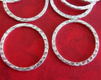 BULK (50) Hammered 25mm Silver Rings 25mm Textured Metal Hoops Circles Bright Silver Plated Links Hoops Wholesale Findings CrazyCoolStuff