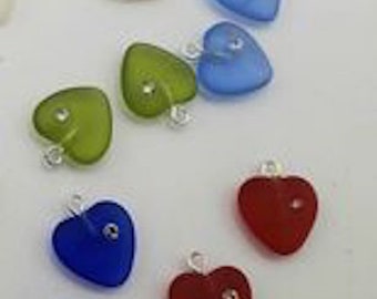 BULK Crystal Glass Heart Charms (20) Frosted Sea Glass Beads Valentines Day Earrings Lot Wholesale Jewelry Supplies Supply CrazyCoolStuff