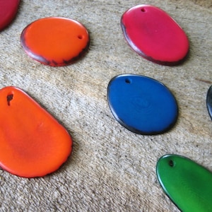 Tagua Nut Beads Slices Drops Pendants Blue Green Assorted Natural Ecofriendly Materials Mix image 1