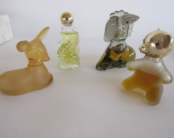 Avon Collectibles Deer Seahorse Donkey Teddy Bear Glass Perfume Bottles with Tags Antique Vintage Avon Ultra Cologne Lot Animal Glass