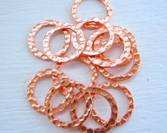 BULK (60) Hammered 16mm Copper Rings Hoops Circles Metal Copper Plated Links Findings Wholesale Jewelry Supplies Supply CrazyCoolStuff