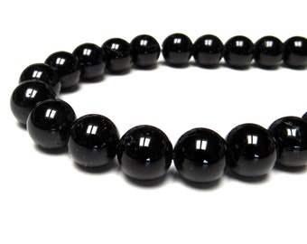 Black Tourmaline 8mm Round Stone Beads Full Strands Protection Natural
