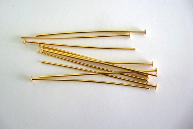 Gold Headpins 3 Inch Head Pins 21 Gauge Plated Brass Three Inches Long ...